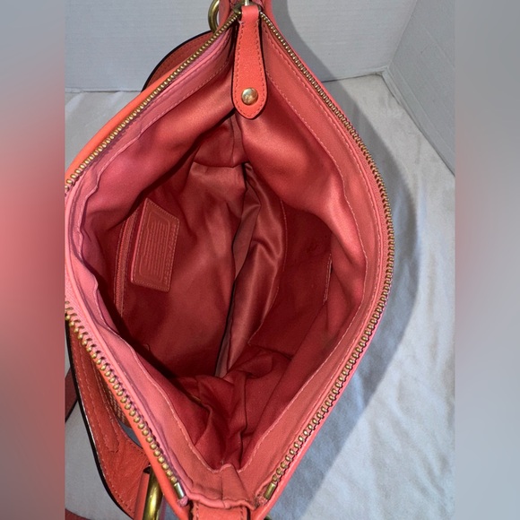 Coach Ashley Dotted Op Art Hippie Beige And Coral Shoulder Crossbody Bag #F20088 - Picture 15 of 16